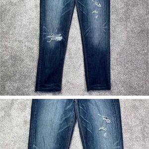 American Eagle Tomgirl Jeans Dark Wash Button Fly Tapered Leg Relax Fit Size 10